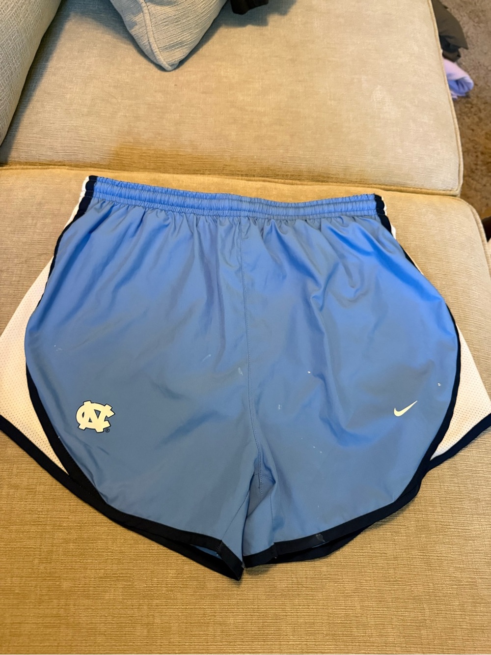 Nike Women’s Carolina Blue Running Shorts with UNC Logo
